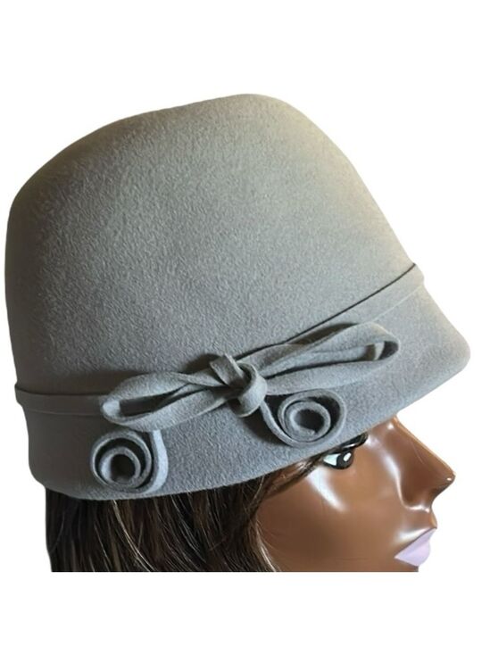 Jeanne Marie by Kathy Jeanne Felt Cloche Hat in Light Gray